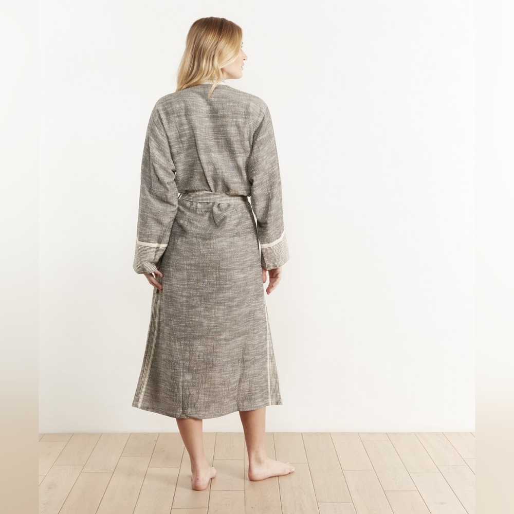 House No. 23 Zoe 100% Cotton Robe - Anthracite Grey - Picture 2 of 6